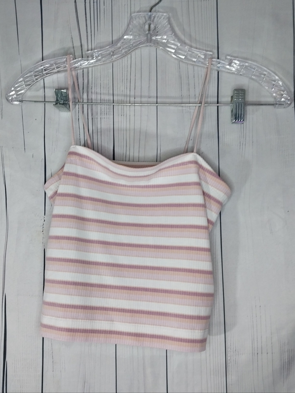 American Eagle Outfitters Pink & White Striped Ribbed Y2K 90's Cami